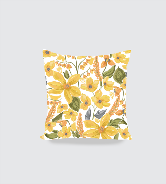 Yellow Floral Set Cushion Cover