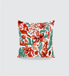 Teal Red Floaral Design Cushion