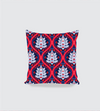 Blue Red Floral Ikat Design Cushion