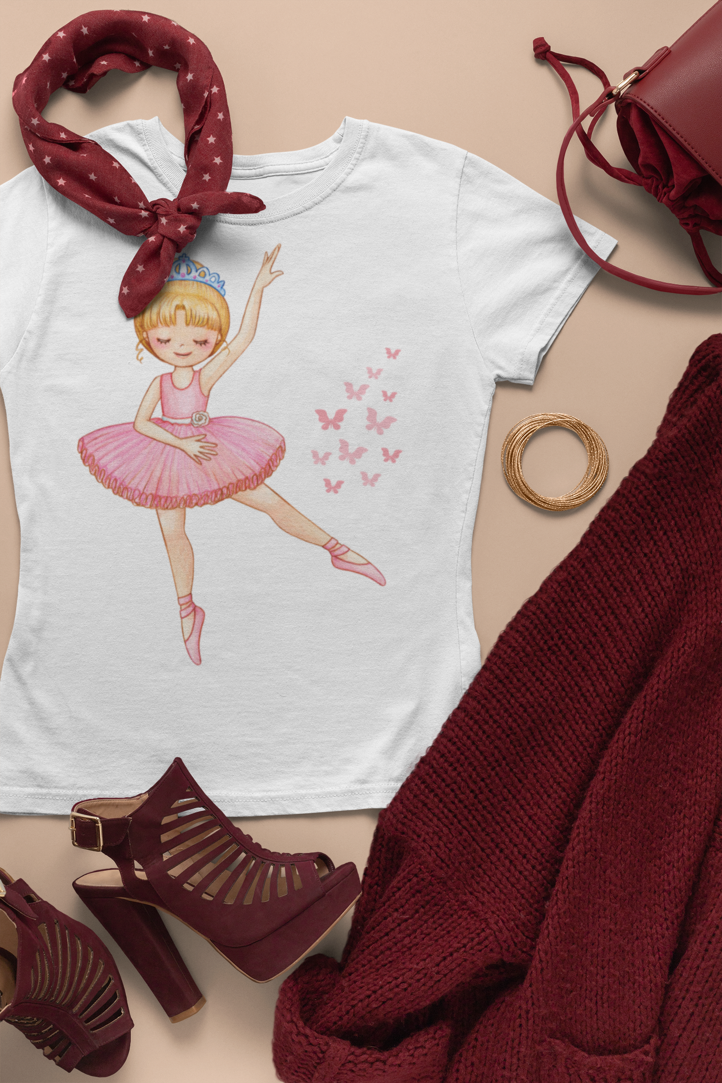 Pink Ballerina Butterfly Tshirt| Gift for Girls