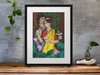 Indian Couple With Lotus and Diya | Festive Art Prints | Housewarming Gift| Diwali Gift