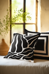 Black Floral Geometric Set of 2 Combo Cushions